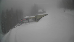 Modrá sjezdovka - dojezd k lanové dráze