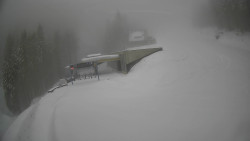 Modrá sjezdovka - dojezd k lanové dráze