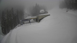 Modrá sjezdovka - dojezd k lanové dráze