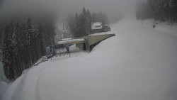 Modrá sjezdovka - dojezd k lanové dráze