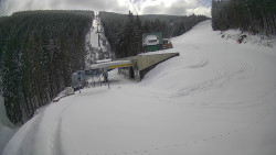 Modrá sjezdovka - dojezd k lanové dráze