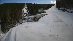 Modrá sjezdovka - dojezd k lanové dráze