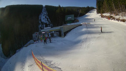 Modrá sjezdovka - dojezd k lanové dráze