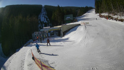 Modrá sjezdovka - dojezd k lanové dráze