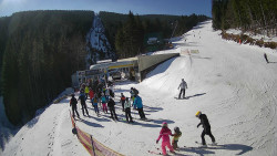 Modrá sjezdovka - dojezd k lanové dráze