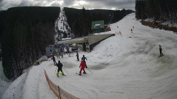 Modrá sjezdovka - dojezd k lanové dráze