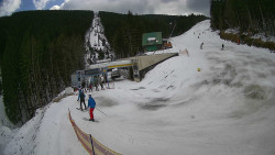 Modrá sjezdovka - dojezd k lanové dráze