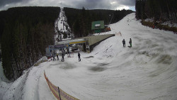 Modrá sjezdovka - dojezd k lanové dráze