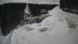 Modrá sjezdovka - dojezd k lanové dráze