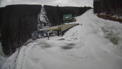 Modrá sjezdovka - dojezd k lanové dráze