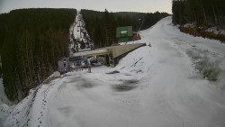 Modrá sjezdovka - dojezd k lanové dráze