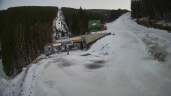 Modrá sjezdovka - dojezd k lanové dráze