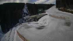 Modrá sjezdovka - dojezd k lanové dráze