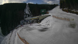 Modrá sjezdovka - dojezd k lanové dráze