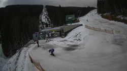 Modrá sjezdovka - dojezd k lanové dráze