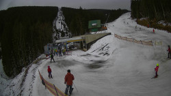 Modrá sjezdovka - dojezd k lanové dráze