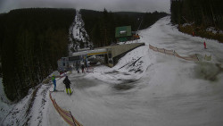 Modrá sjezdovka - dojezd k lanové dráze