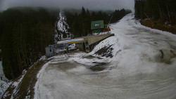 Modrá sjezdovka - dojezd k lanové dráze