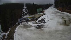 Modrá sjezdovka - dojezd k lanové dráze