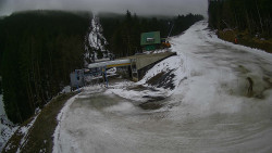 Modrá sjezdovka - dojezd k lanové dráze