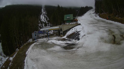 Modrá sjezdovka - dojezd k lanové dráze