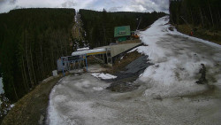 Modrá sjezdovka - dojezd k lanové dráze