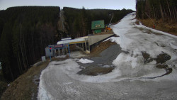 Modrá sjezdovka - dojezd k lanové dráze