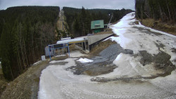 Modrá sjezdovka - dojezd k lanové dráze