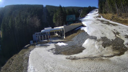 Modrá sjezdovka - dojezd k lanové dráze