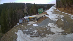 Modrá sjezdovka - dojezd k lanové dráze