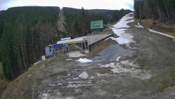 Modrá sjezdovka - dojezd k lanové dráze