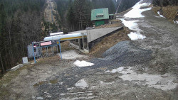 Modrá sjezdovka - dojezd k lanové dráze