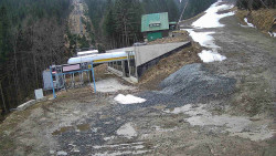 Modrá sjezdovka - dojezd k lanové dráze