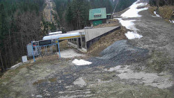 Modrá sjezdovka - dojezd k lanové dráze