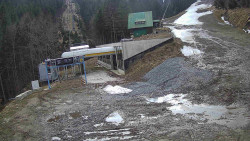 Modrá sjezdovka - dojezd k lanové dráze