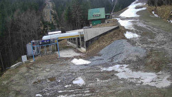 Modrá sjezdovka - dojezd k lanové dráze