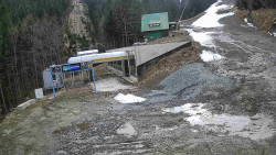 Modrá sjezdovka - dojezd k lanové dráze