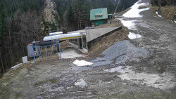 Modrá sjezdovka - dojezd k lanové dráze