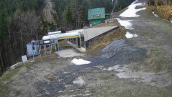 Modrá sjezdovka - dojezd k lanové dráze