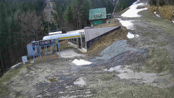 Modrá sjezdovka - dojezd k lanové dráze