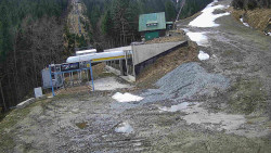 Modrá sjezdovka - dojezd k lanové dráze