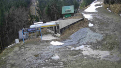 Modrá sjezdovka - dojezd k lanové dráze