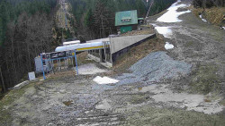 Modrá sjezdovka - dojezd k lanové dráze