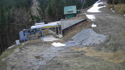 Modrá sjezdovka - dojezd k lanové dráze