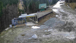 Modrá sjezdovka - dojezd k lanové dráze