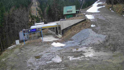 Modrá sjezdovka - dojezd k lanové dráze