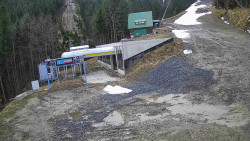 Modrá sjezdovka - dojezd k lanové dráze