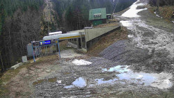 Modrá sjezdovka - dojezd k lanové dráze