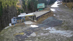 Modrá sjezdovka - dojezd k lanové dráze