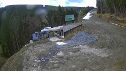 Modrá sjezdovka - dojezd k lanové dráze